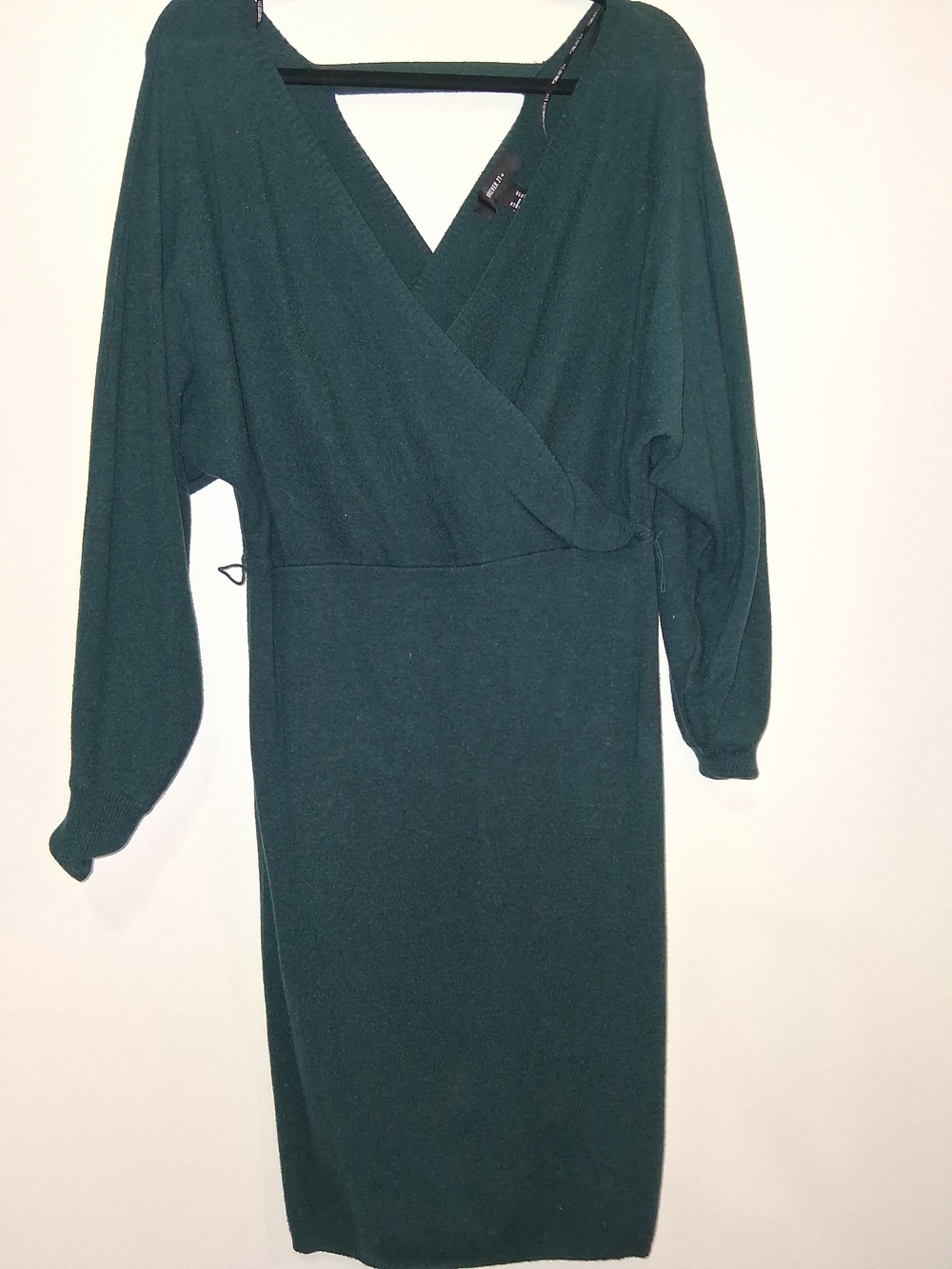 Forever 21 Dark Green Long Sleeve Wrap Knit Dress